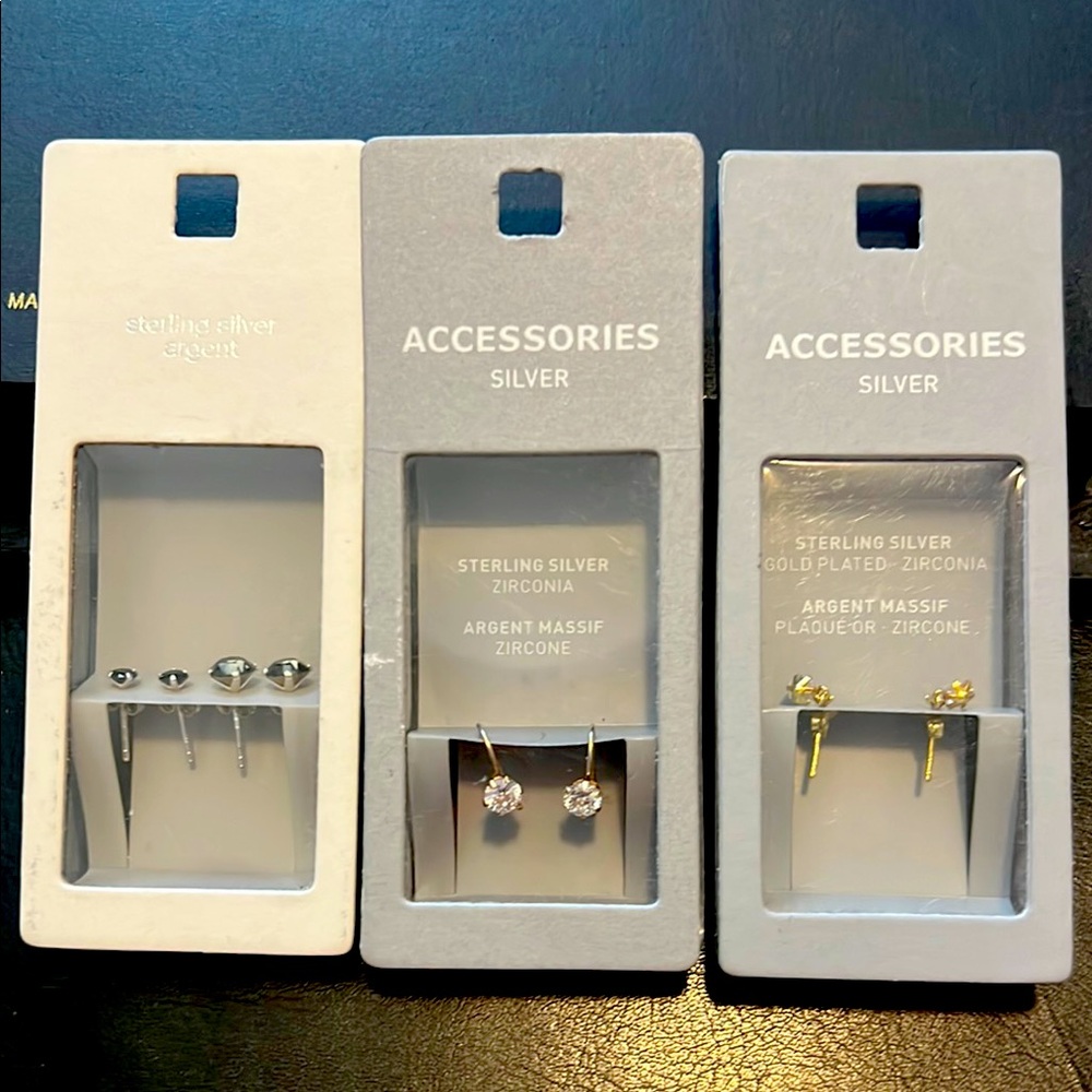 Six Pair Beeline Sterling Silver Earrings